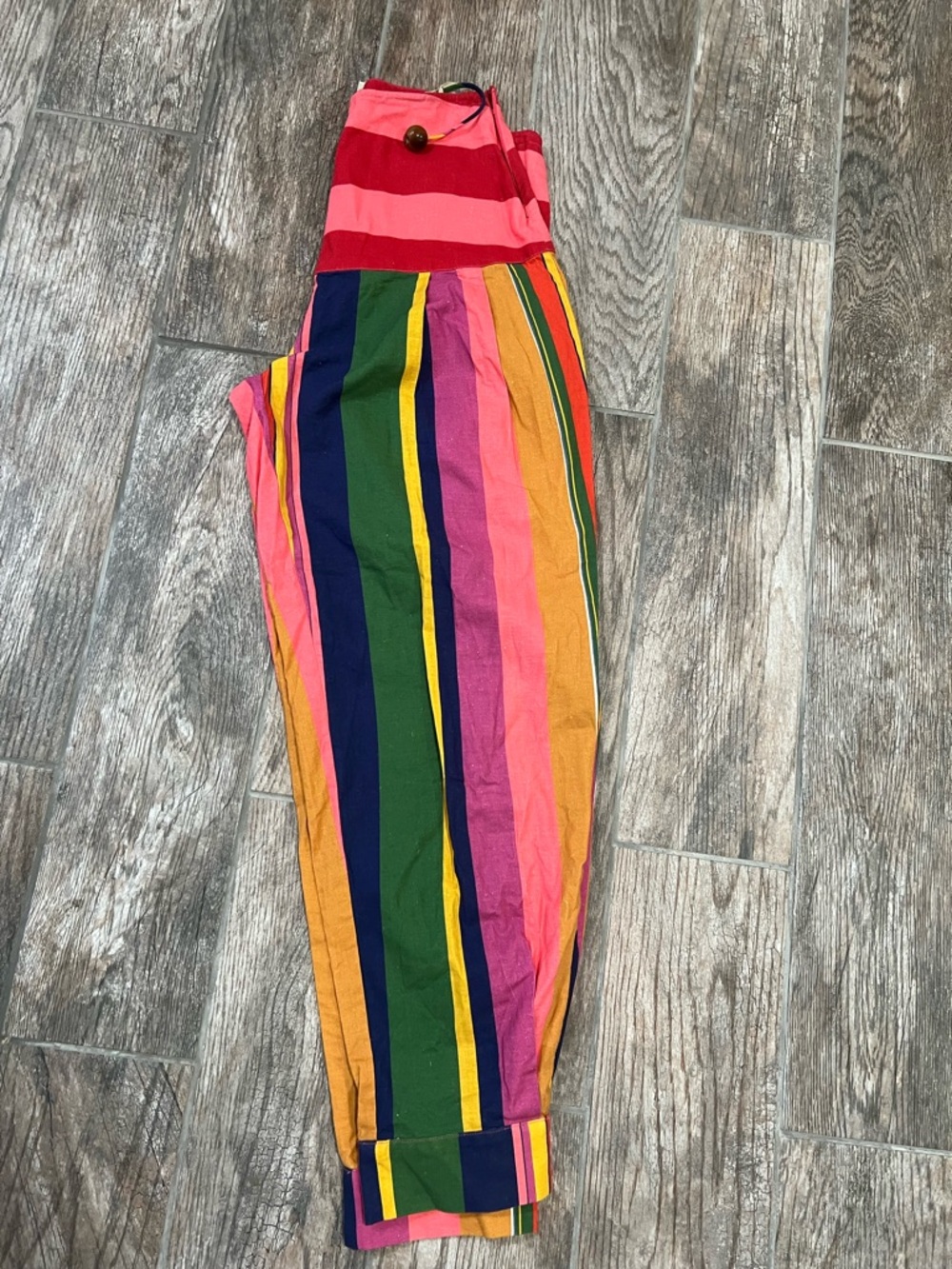 Farm Rio Linen Blend Multicolor Stripe Pants boho size XS - Picture 6 of 7
